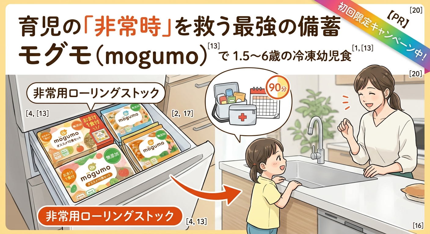 育児の「非常時」を救う最強の備蓄】1歳半〜6歳の冷凍幼児食「mogumo（モグモ）」をプロが徹底解説！初回限定キャンペーン情報も！